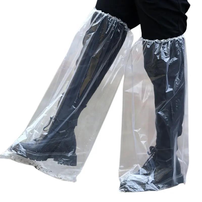 PE Disposable Durable Thickened Non Slip Long Boot Covers Waterproof Rain Boot Shoe Covers PVC Adult Plastic Unisex Midi 16g