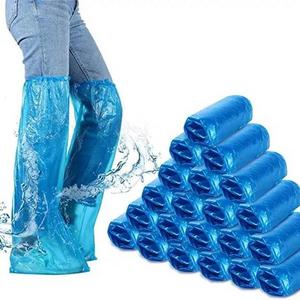 PE Disposable Durable Thickened Non Slip Long Boot Covers Waterproof Rain Boot Shoe Covers PVC Adult Plastic Unisex Midi 16g