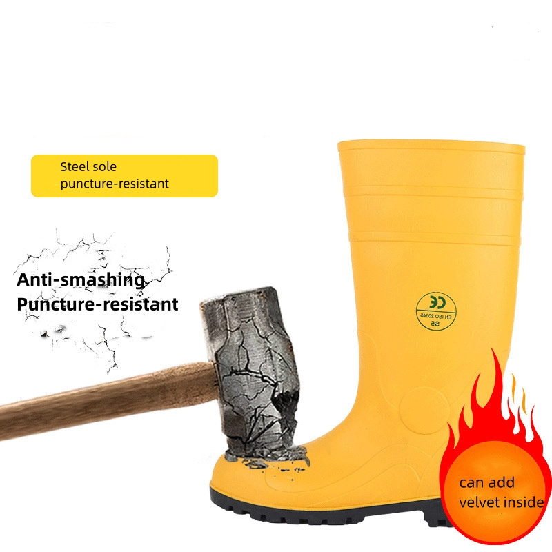 Wellington boots with Safety steel toe Rain Boots Industrial Mining Farming Use Labor Protection Water Shoes