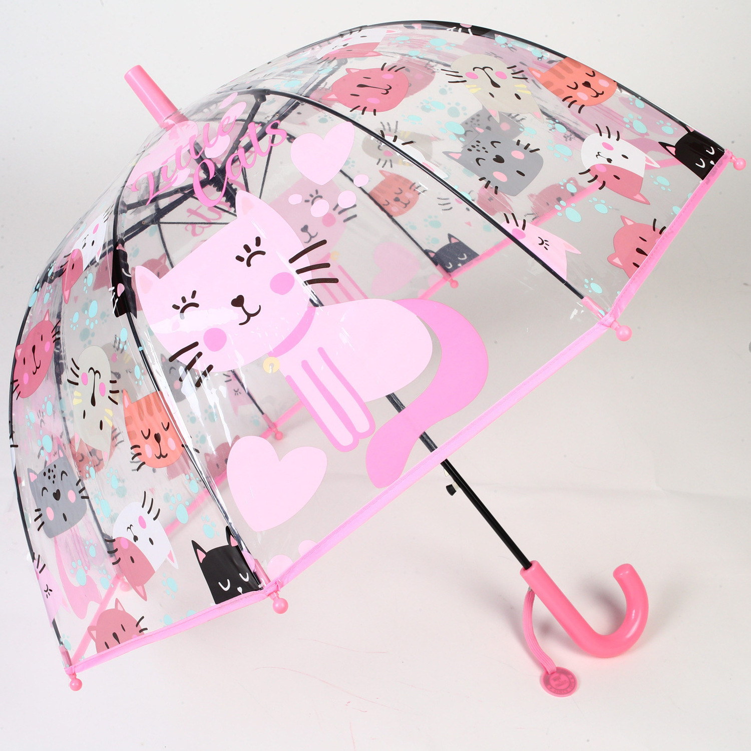 Wholesale Modern PVC Clear Straight Kids Dome Umbrella Adult Rain Umbrella LED Advertising Featuring Cartoon Characters Cat