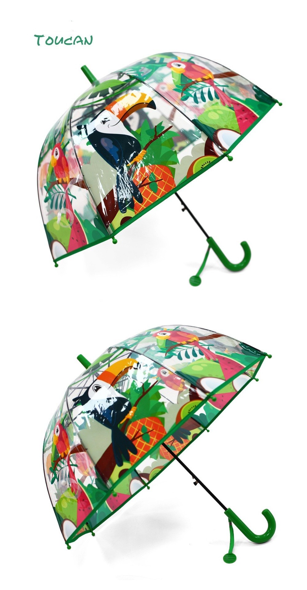 Wholesale Modern PVC Clear Straight Kids Dome Umbrella Adult Rain Umbrella LED Advertising Featuring Cartoon Characters Cat