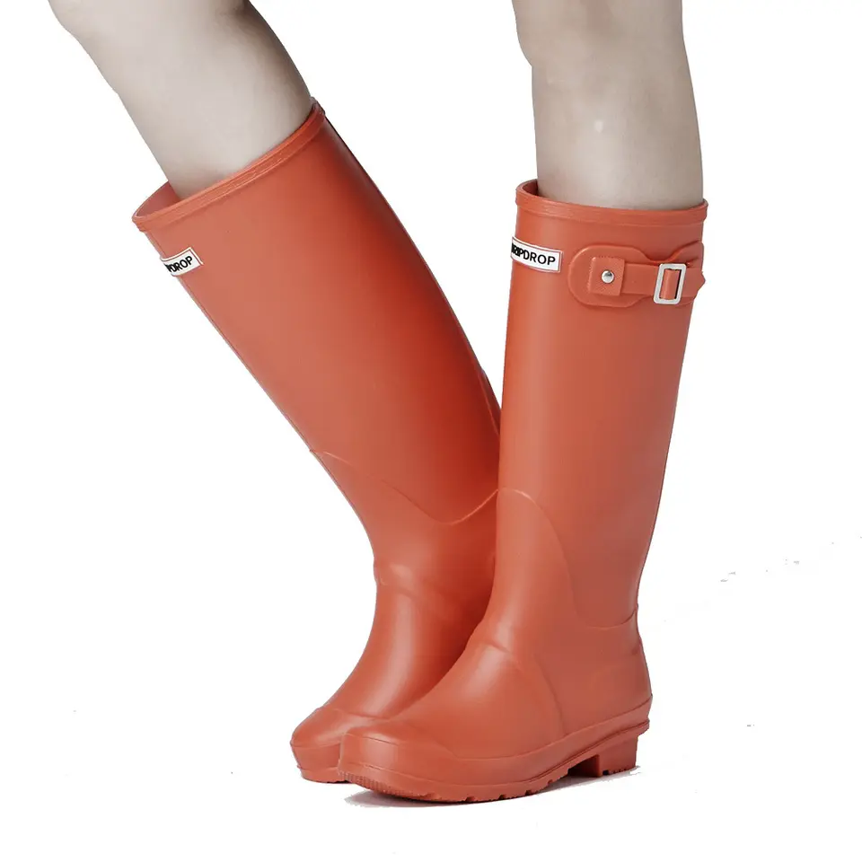 Women's Anti-Slip Long Rain Boots Waterproof Garden Shoes with Rubber Insole for Outdoor Work