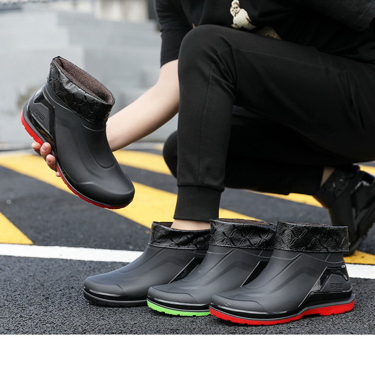 Ladies'  Men's Fashion Ankle High Waterproof Non Slip Pvc Safety Rain Boots anti slip