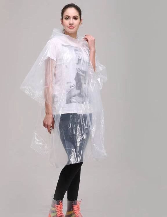 Custom Portable Clear Plastic poncho for Adults Rain Jacket with Hoods Sleeves for Women Men for Hiking New Condition Made EVA