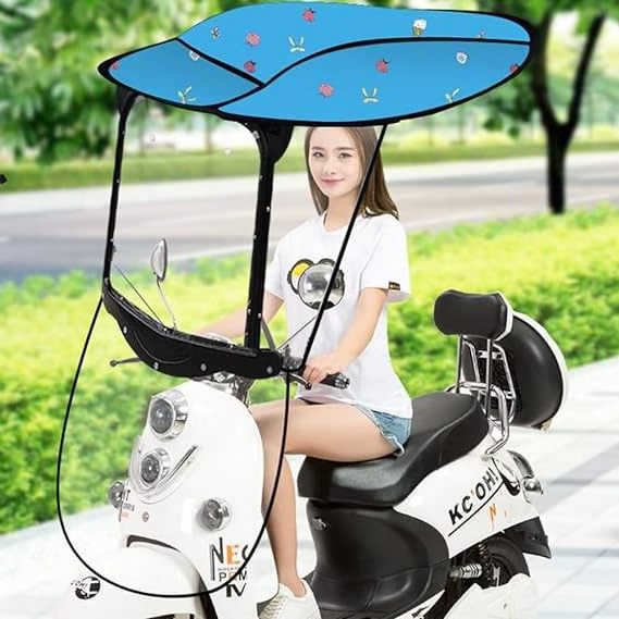 Electric Bike & Scooter Windproof Sunshade Cover Outdoor Manual Control Umbrella for Rain Customizable Logo Printing