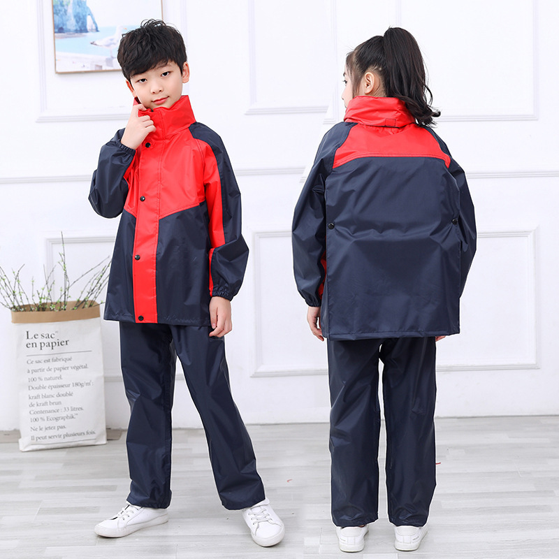 Customized Waterproof Raincoat Suit Girls XXL Size Space Hooded Jacket Backpack Children's Color Stitching Rain Suit Logo Travel