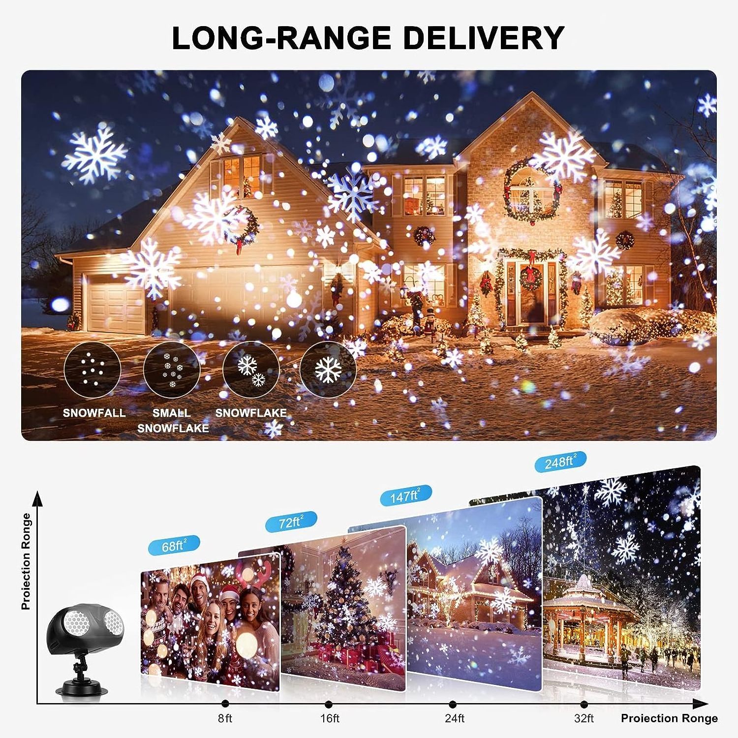 Winter christmas decor wall light outdoor atmosphere garden  snowflake light