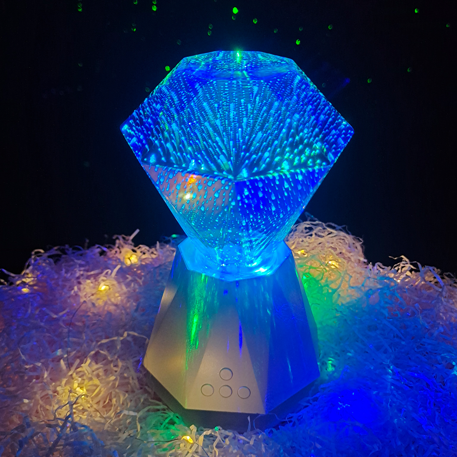 New WiFi Smart amazing 3D diamonds funky table lamp with music show decorations projector,  fancy night camp tent lights