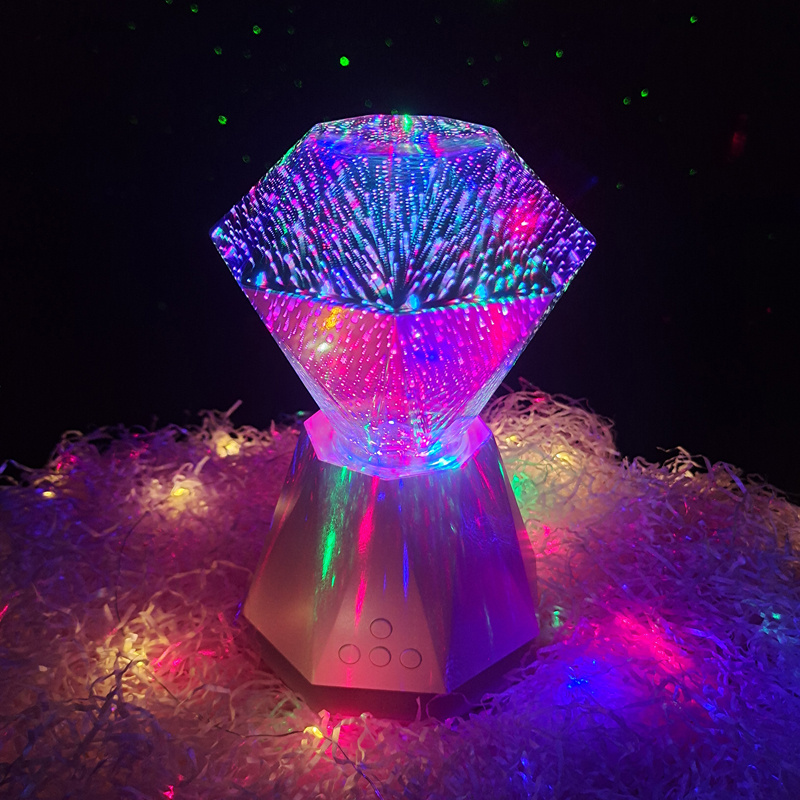 New WiFi Smart amazing 3D diamonds funky table lamp with music show decorations projector,  fancy night camp tent lights