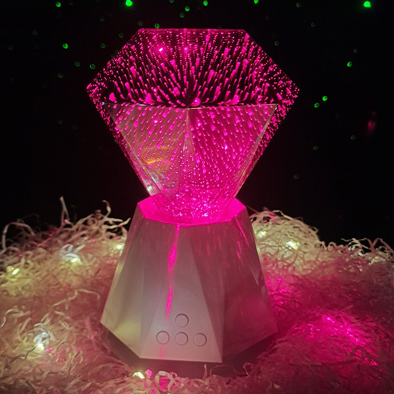 New WiFi Smart amazing 3D diamonds funky table lamp with music show decorations projector,  fancy night camp tent lights