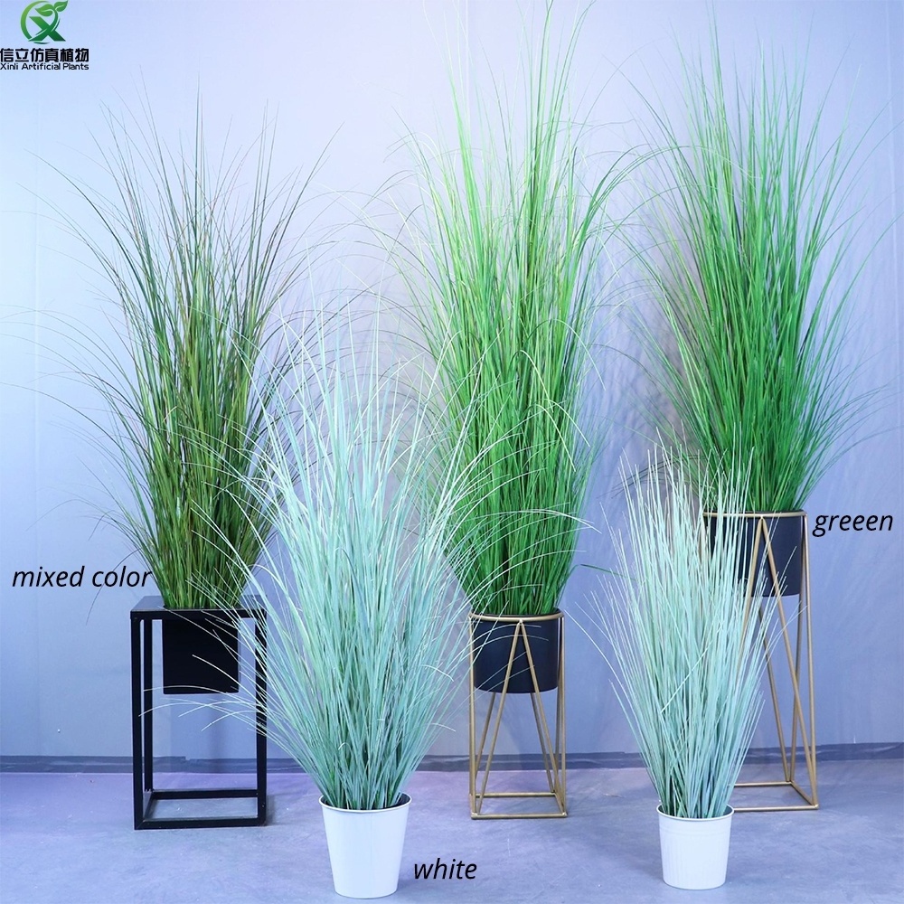 Wholesale Interior Home Decoration Wedding Ornament 90 cm Pure Green Plastic Fake Reed Grass Artificial Pampas Onion Grass