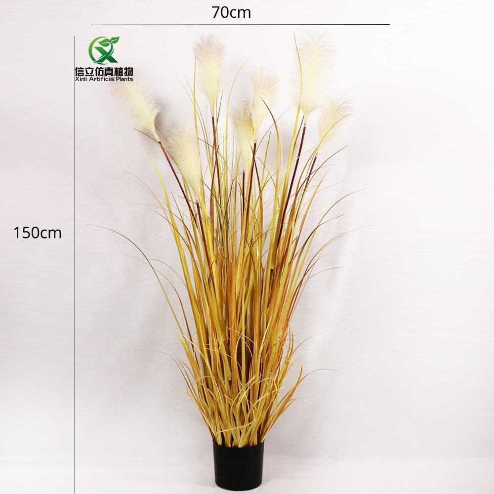 China Factory Origin Cheap Plastic Plants 150 cm Artificial Decorative Onion Grass Manual Reed Grass