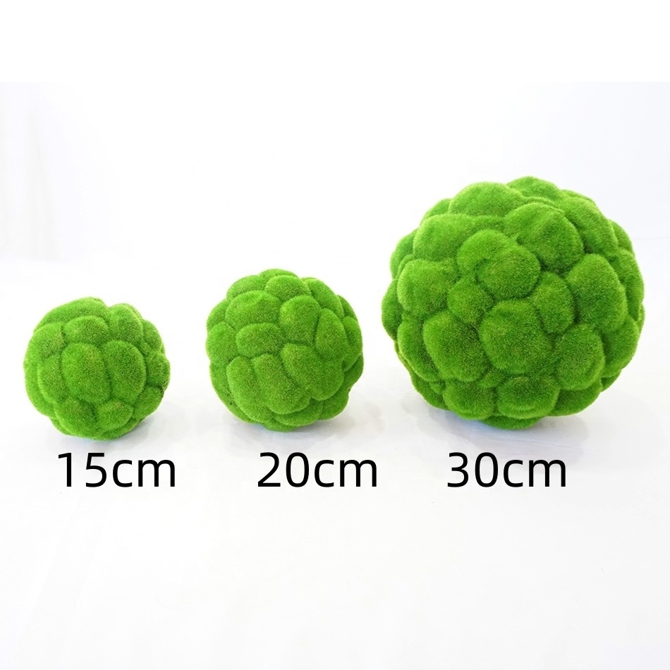 20 cm Plastic Moss Flocking Grass Ball Artificial Topiary Greenery Ball For Home Garden Party Decor