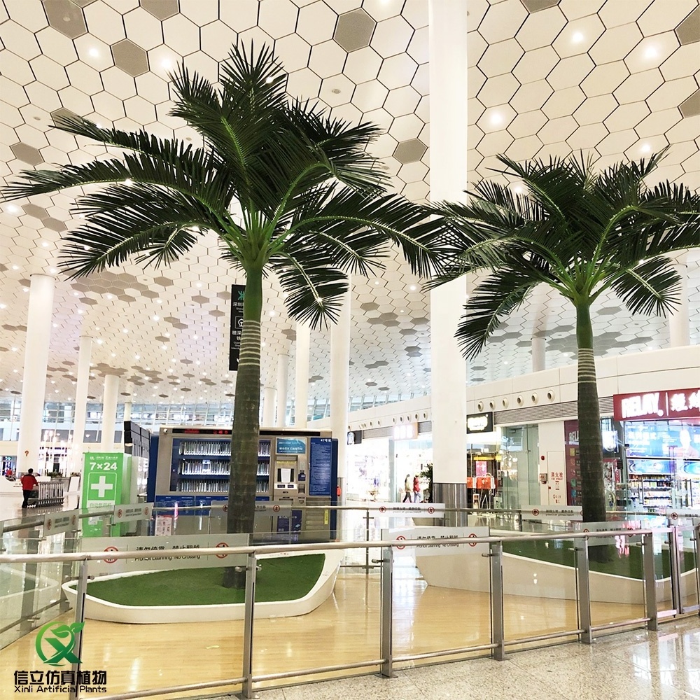 Wholesale Customized Outdoor Wind Proof Large Fiberglass Fake King Palm Trees Artificial Royal Palm Tree