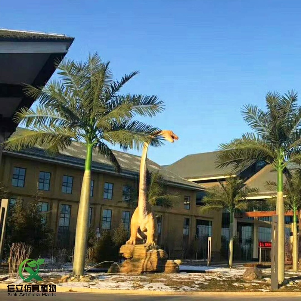 Wholesale Customized Outdoor Wind Proof Large Fiberglass Fake King Palm Trees Artificial Royal Palm Tree