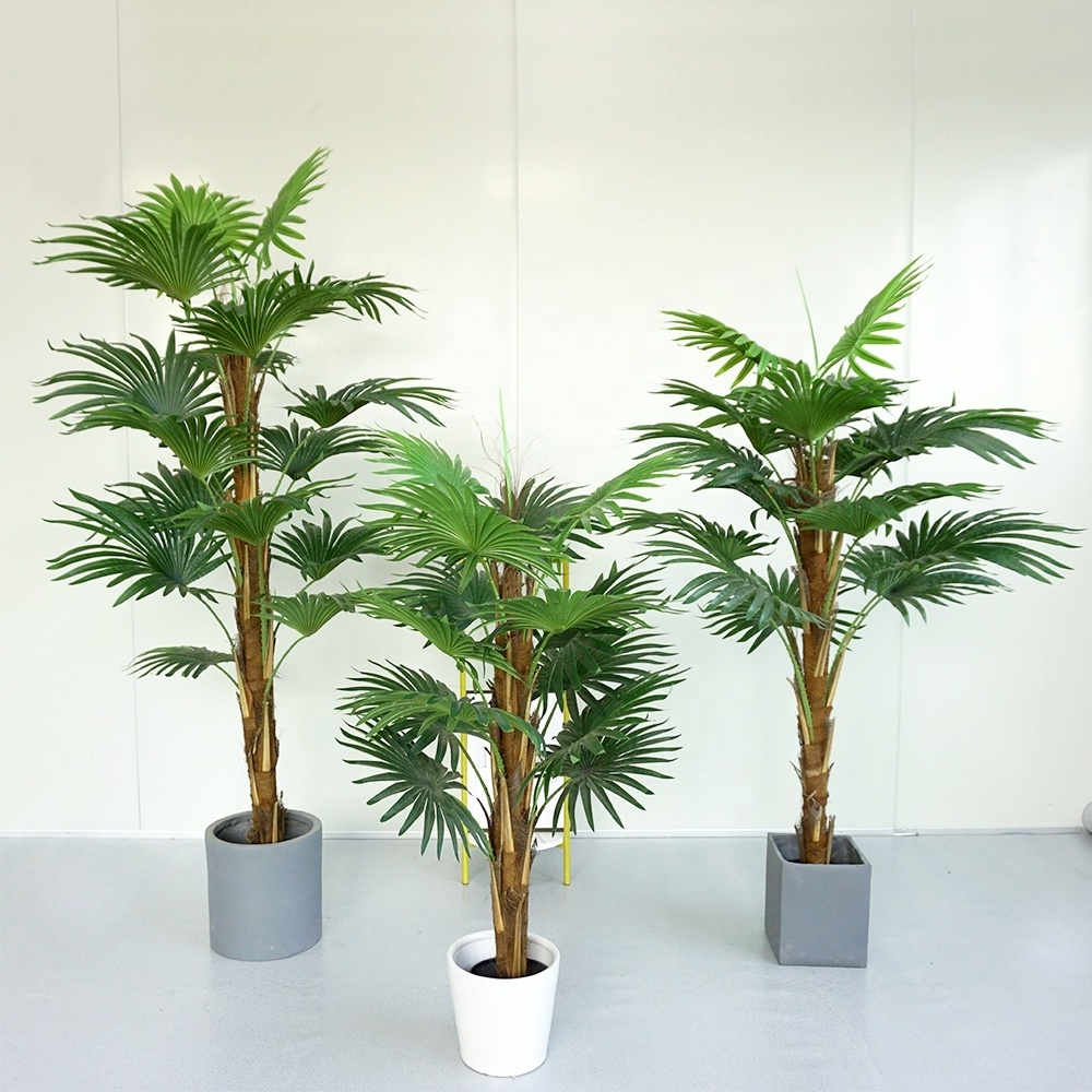 Hot Sale Simulation Tropical Faux Plastic Plants 120 cm Phoenix Palm Artificial Fan Palm Trees For Interior Decoration