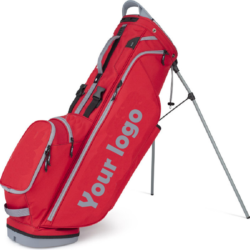 Promotional Red Canvas golf team staff bags customized Lightweight famous logo golf stand bag