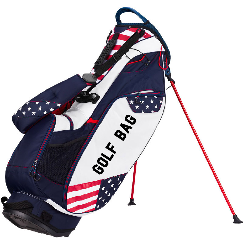 customized brand logo carry golf bag USA flag lightweight golf stand bags with full length