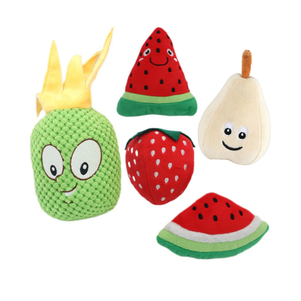 Sounding Puppy Dog Chew Toy fruit banana apple Kiwi pear Squeak Toy for Cat Pets Dogs