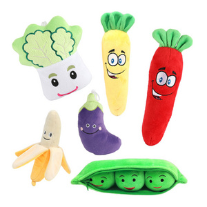 Fruit Filling Soft Foam Custom Green Lettuce Kawaii White Garlic Crochet Plush Fresh Cherry FruitDog Enrichment Toys