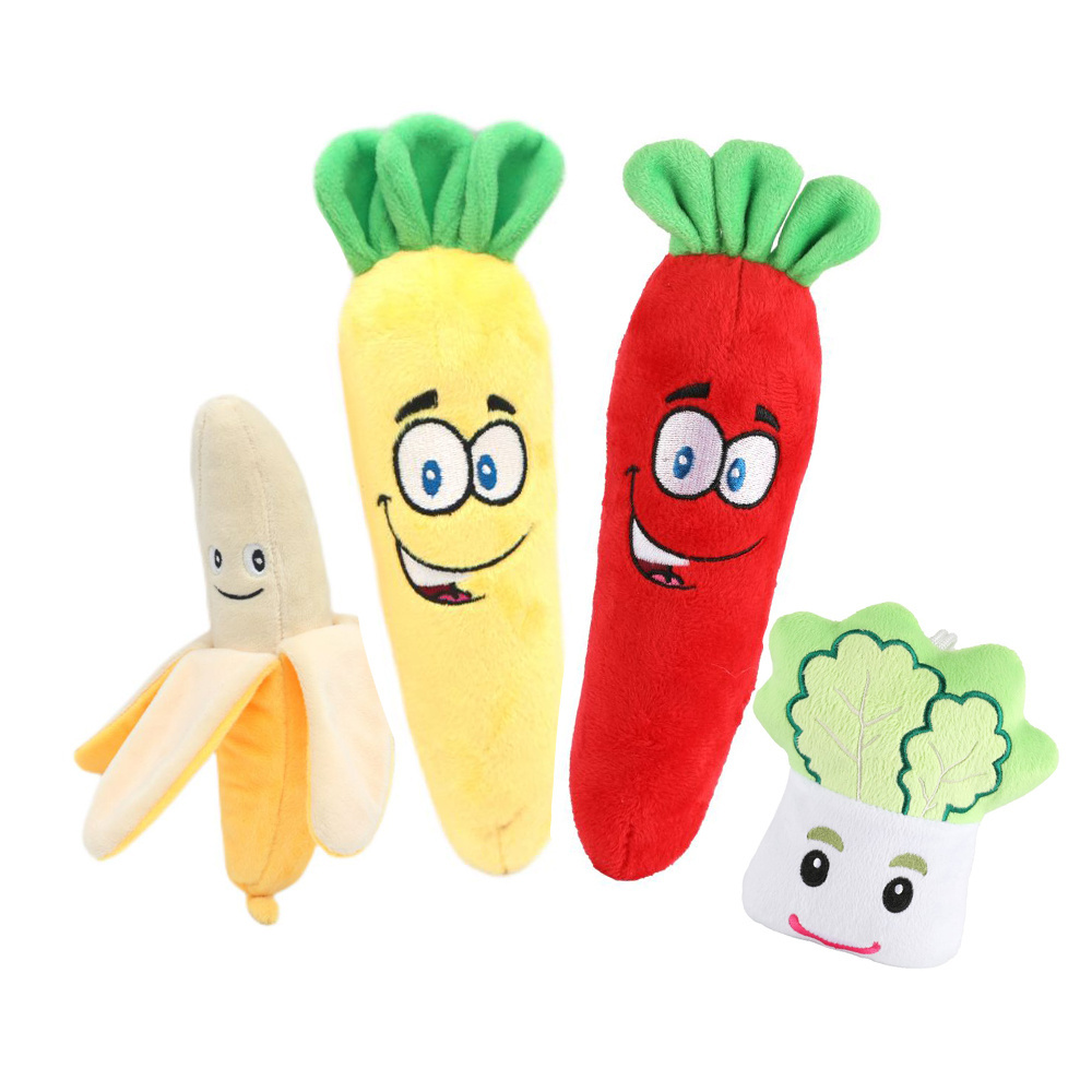 Sounding Puppy Dog Chew Toy fruit banana apple Kiwi pear Squeak Toy for Cat Pets Dogs