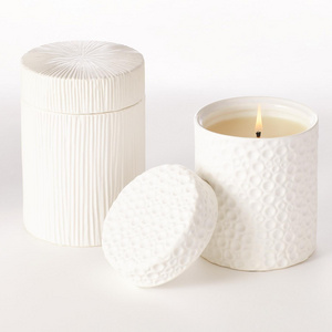 Luxury Large White Ceramic Candle Jars With Lids For Candle Making Ceramic Container With Lid For Candles