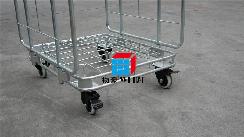 Foldable Steel Mesh Galvanized Roll Cage Trolley Container For Warehouse Heavy Duty Security Cage Trolley Mesh Trolley