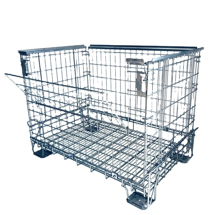 Heavy duty galvanized steel Wire Mesh Container/Wire Cages/Wire Mesh Stillages,Warehouse Stackable Storage Pallet Cage