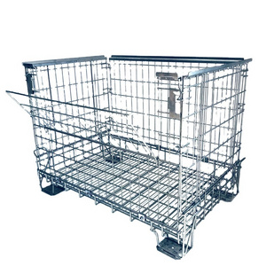 Heavy duty galvanized steel Wire Mesh Container/Wire Cages/Wire Mesh Stillages,Warehouse Stackable Storage Pallet Cage