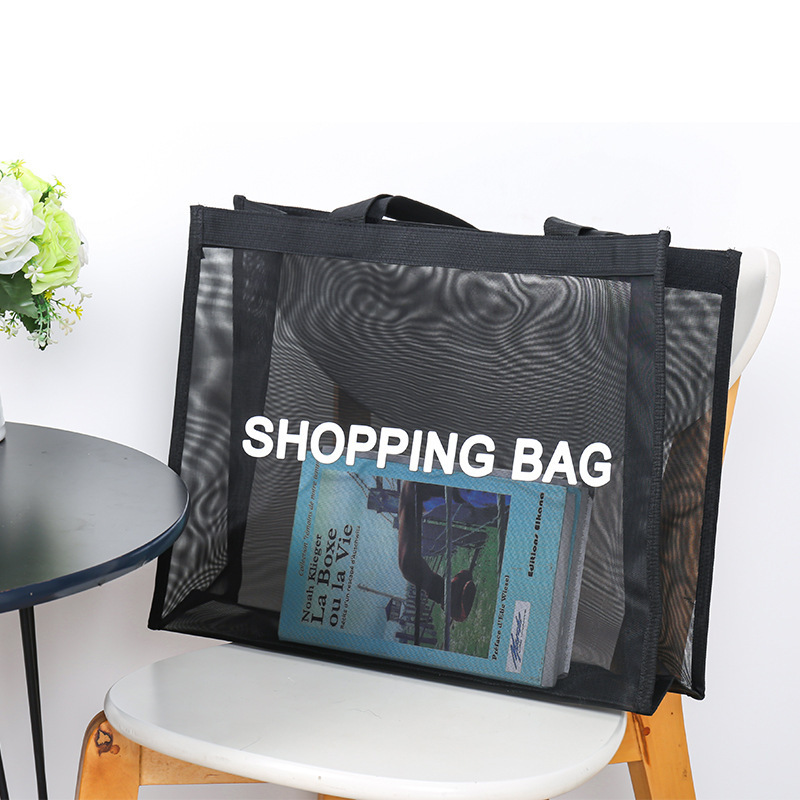 custom logo large capacity reusable nylon wire mesh shopping tote bag Mesh Beach Bag