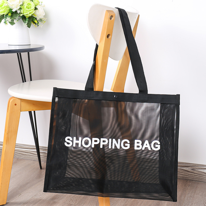 custom logo large capacity reusable nylon wire mesh shopping tote bag Mesh Beach Bag