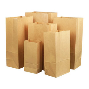 wholesale custom restaurant grocery bag brown take out food packaging recycled kraft paper bag kraft paper food bag