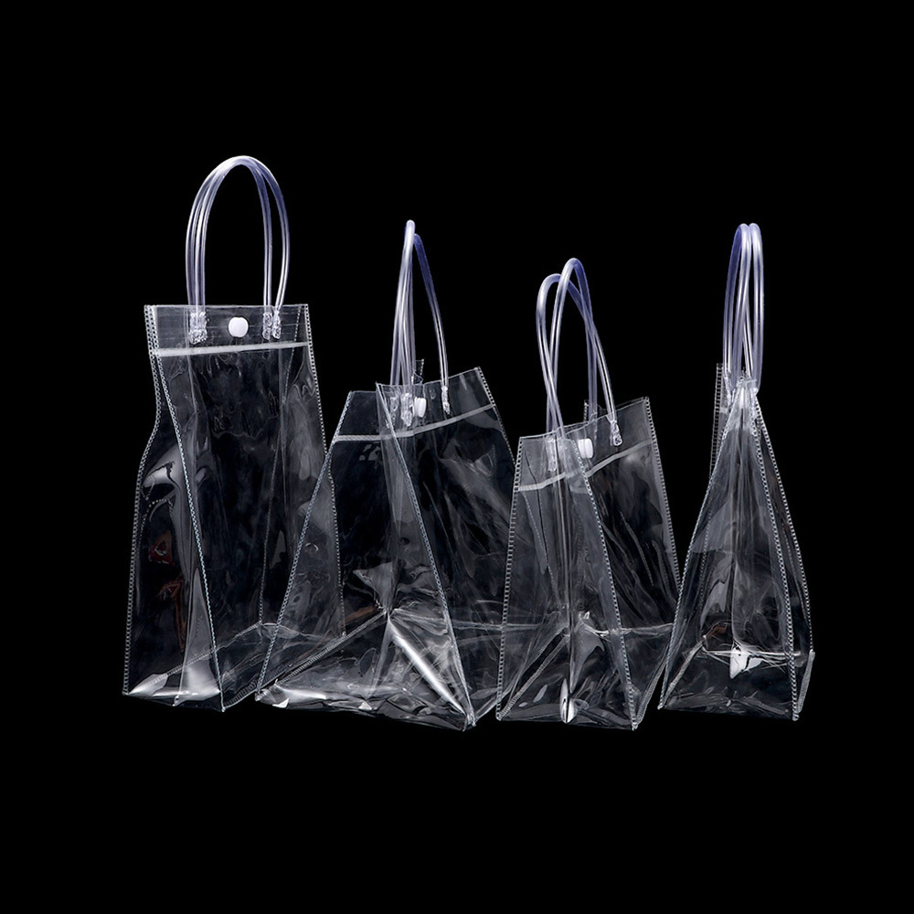 Stadium Approved New small gift bag vinyl packaging plastic Clear PVC Tote bag Transparent plastic hand Shopping Bag