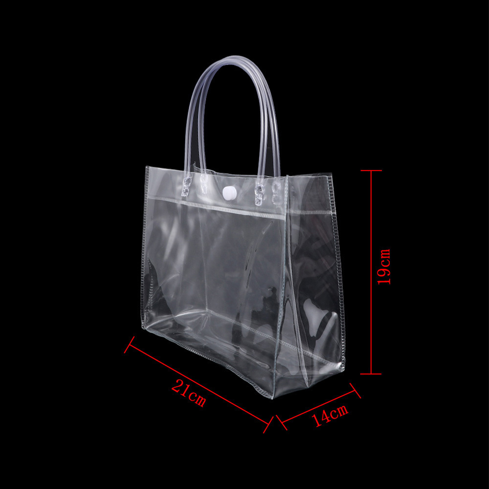 Stadium Approved New small gift bag vinyl packaging plastic Clear PVC Tote bag Transparent plastic hand Shopping Bag