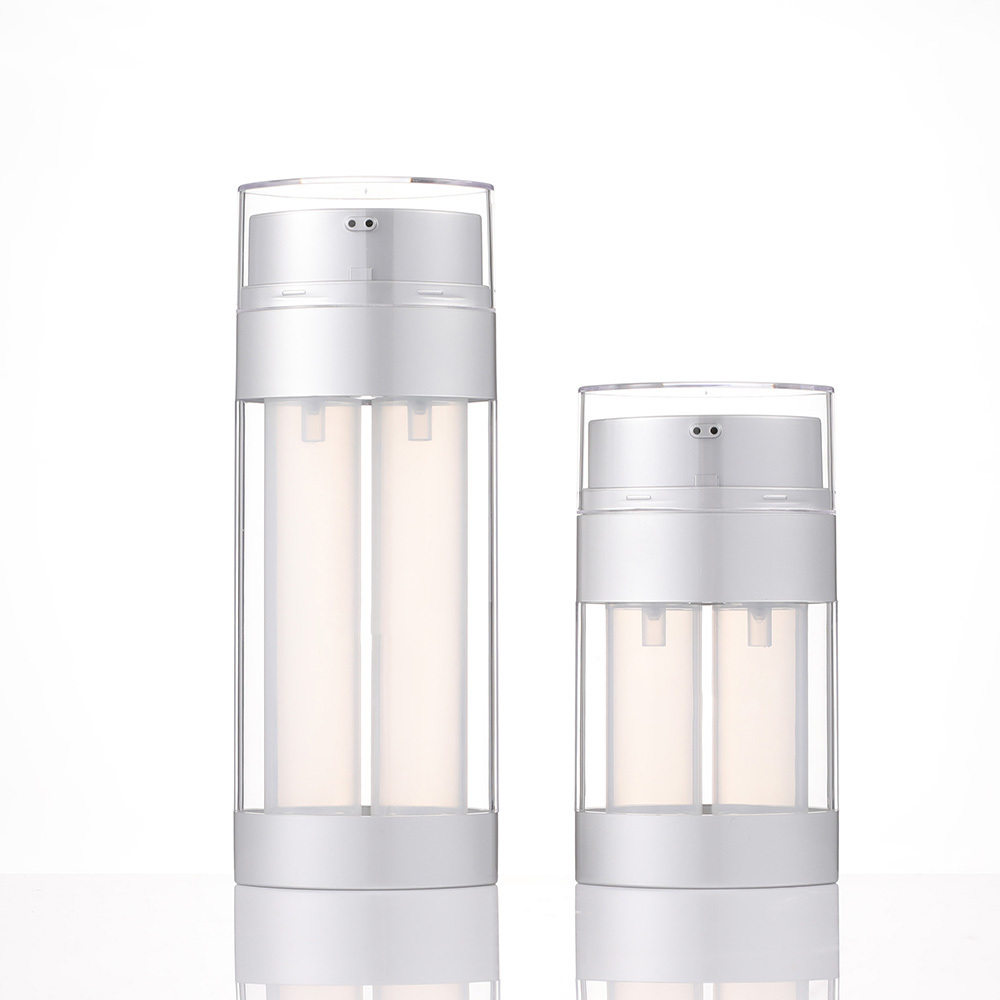 Double Tube 2*15ml 2*30ml Airless Pump Bottle Custom Empty Cosmetic Plastic New Design Square Dual Chamber 2 in 1 Airless Bottle