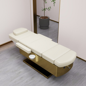 Luxury foot spa Barbershop Furniture Hair Washing Sink Shampoo Chair Massage Bed pedicure chair with gold Stainless Steel Base