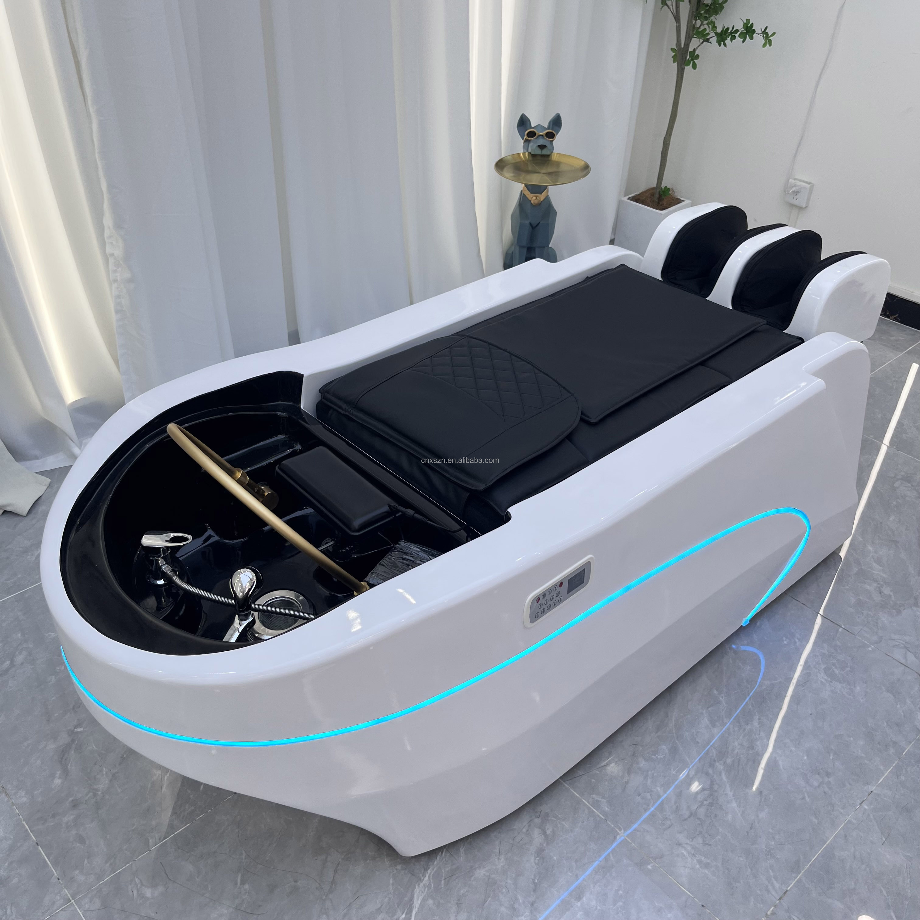 head spa lay down washing hair chair salon with water circulation steamer electric massage shampoo tables bed