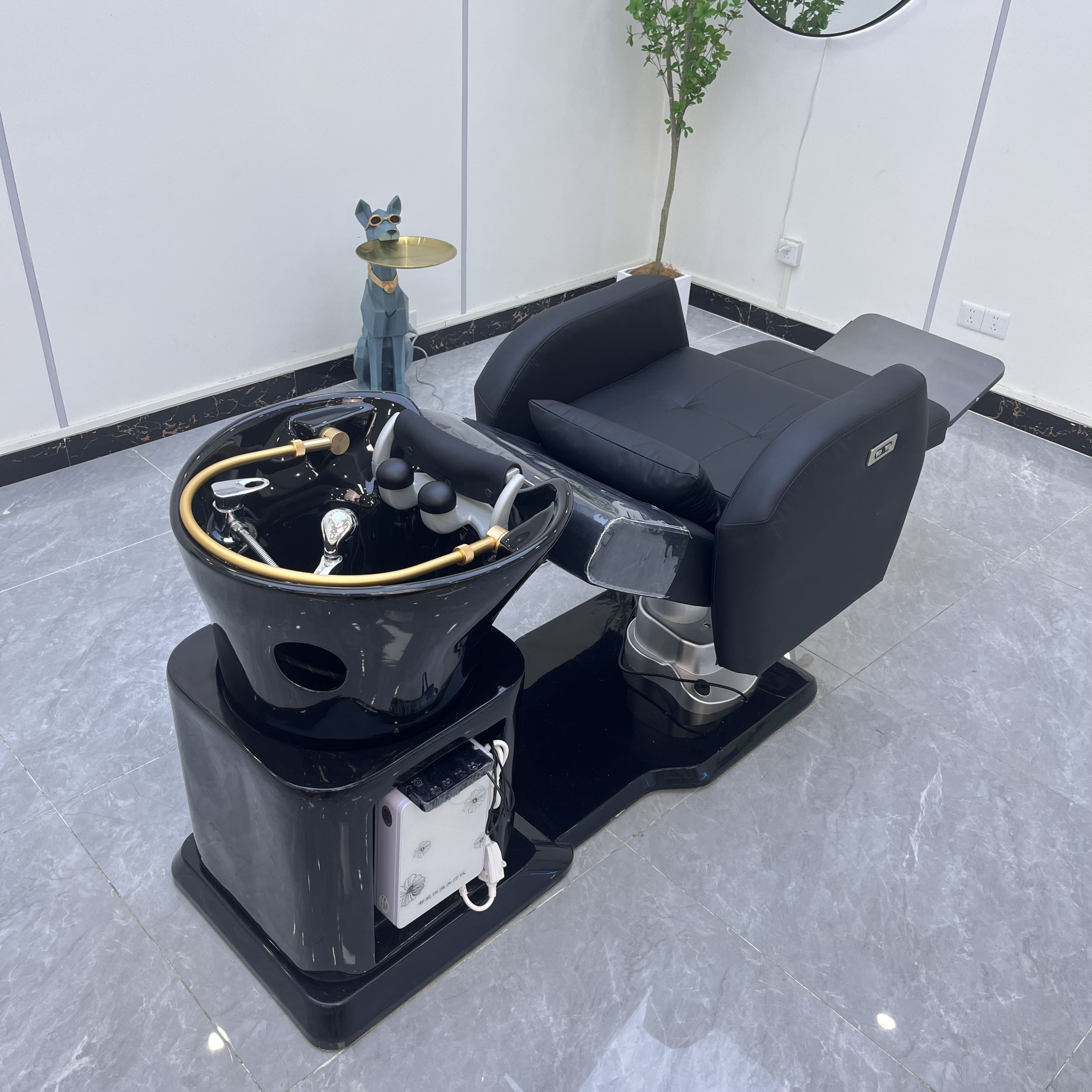 New design  saloon hair wash chair head spa equipment black shampoo bowl chair rotated shampoo bed