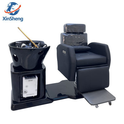 New design  saloon hair wash chair head spa equipment black shampoo bowl chair rotated shampoo bed