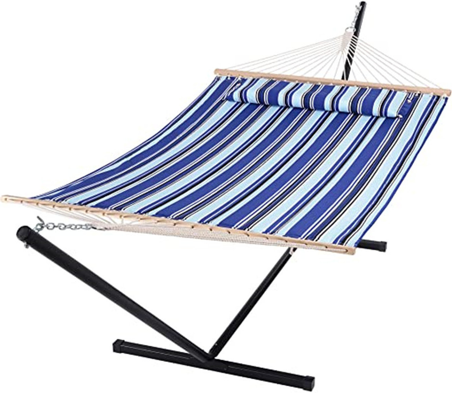 A Double Hammock Perfect for Outside Outdoor  Quilted Fabric Hammock Patio Yard Beach Outdoor canvas hammock swing