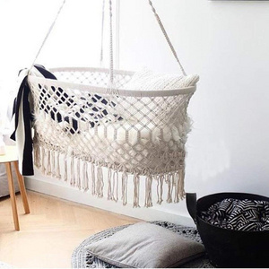 Indoor Outdoor Hammock Chair Macrame Swing Cotton Rope Hanging Chair Swing Chairs Baby Cradle