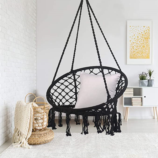 Outdoor Kids Swing Bed Adult Swinging Hanging Chair Hammock Nordic Cotton Rope Hammock Chair Handmade Knitted Indoor