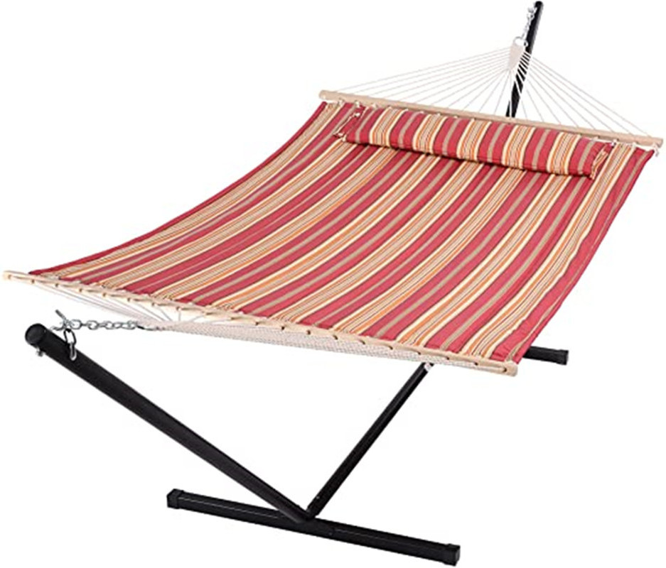 A Double Hammock Perfect forOutside Outdoor Patio Yard Beach Outdoor canvas hammock swing Quilted Fabric Hammock