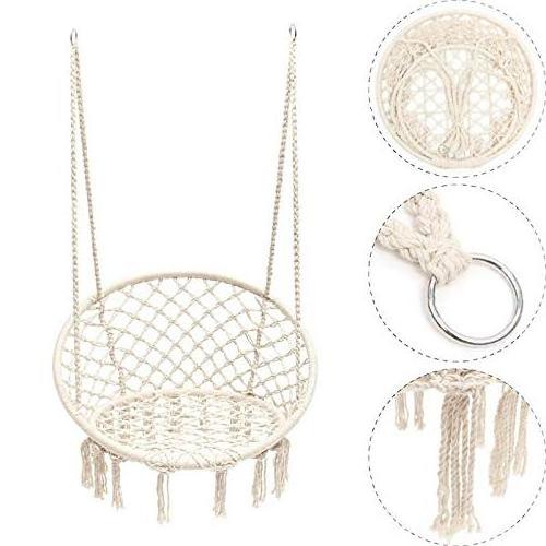 Macrame Hanging Chair with iron pipe big size Round Rope Hammock Swing