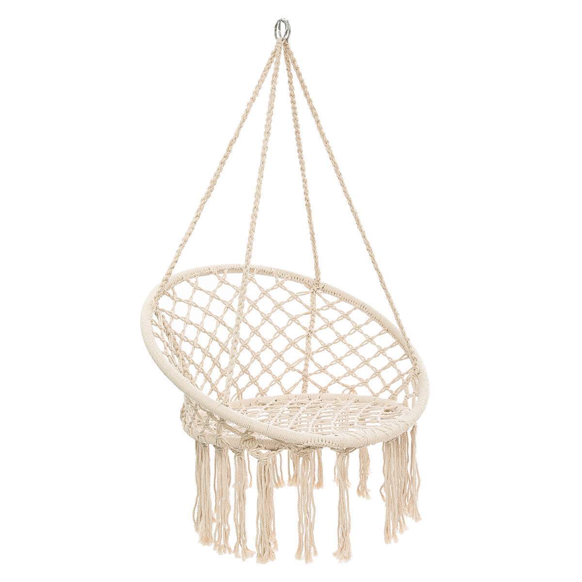 Macrame Hanging Chair with iron pipe big size Round Rope Hammock Swing