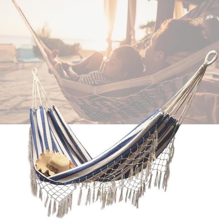 Portable Canvas Hammock Travelling Outdoor Picnic Swing Chair Camping Hanging Bed Garden Furniture with Backpack