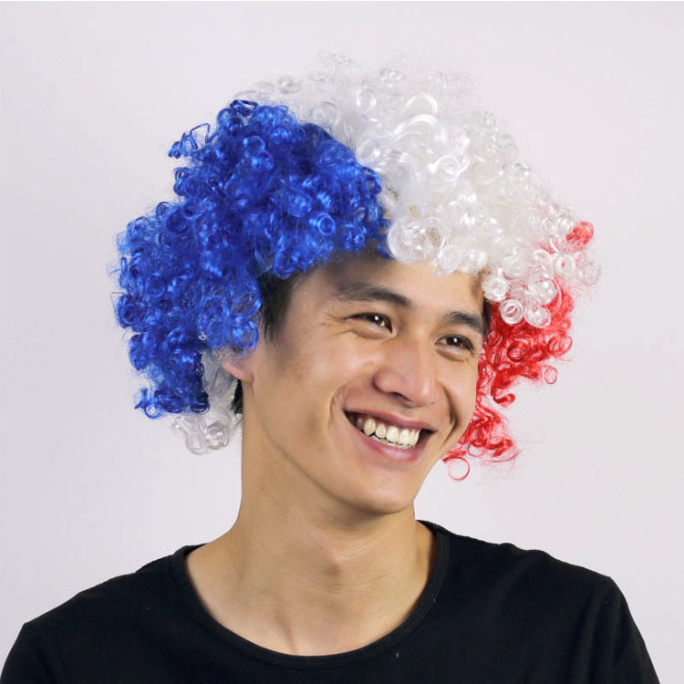 Ireland Funny Toupee Flag Colorful Curly wigs Wholesale Synthetic Party Football Clown Wig Cheap Factory Seller Afro Hair