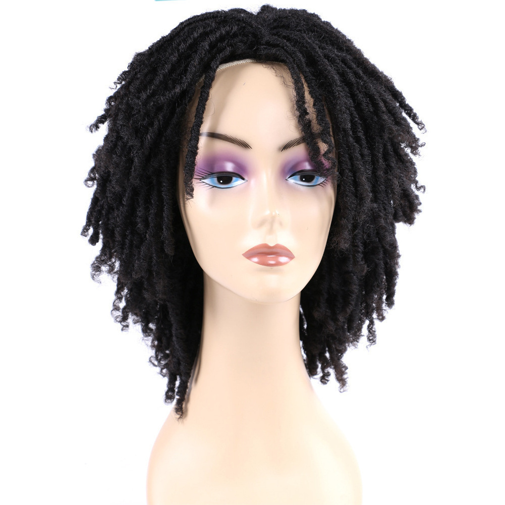 Hot Dreadlock Wig Short Twist Wigs For Black Women And Men Afro Curly Synthetic Wig