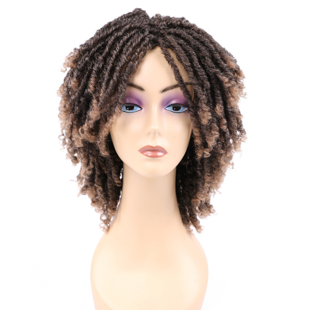 Hot Dreadlock Wig Short Twist Wigs For Black Women And Men Afro Curly Synthetic Wig