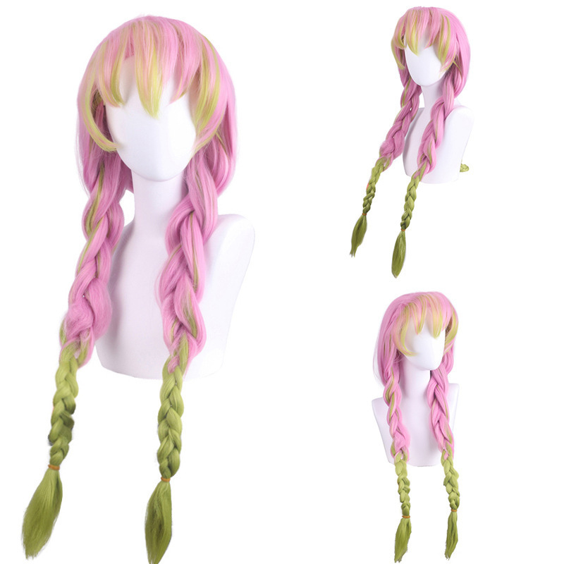 100CM Japanese Anime Demon Slayer Cosplay Kanroji Mitsuri Drama Performance Props Pink Anime wig